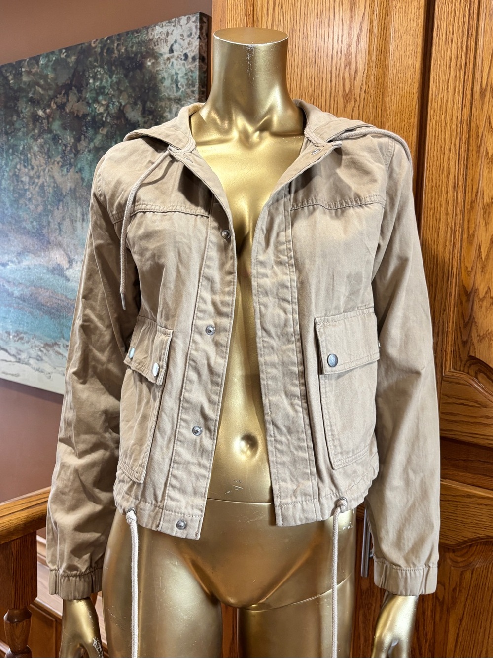 H&M Tan Hooded Utility Jacket